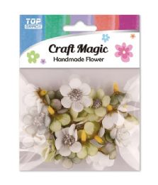 288 Bulk 1" 24-Piece satin flower Assorted Whites