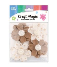 480 Bulk 4-Piece 6cm Satin Flower Pink Apricot