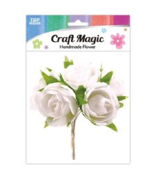 600 Bulk 6-Piece satin flower White 2.5cm