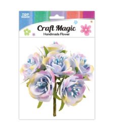 480 Bulk 6-Piece satin flower Blue 3.1cm