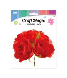 480 Bulk 4-Piece satin flower Red 5cm