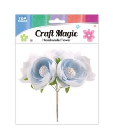 480 Bulk 6-Piece satin flower Light Blue 4.5cm