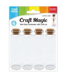 144 Bulk 4-Piece Mini glass vials 0.9x3.2" With Cork lid