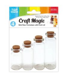 144 Bulk 4-Piece Mini glass vials With Cork lid