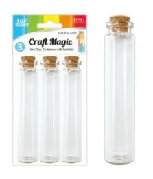 144 Bulk 3-Piece Mini glass vials 0.9x3.6" With Cork lid