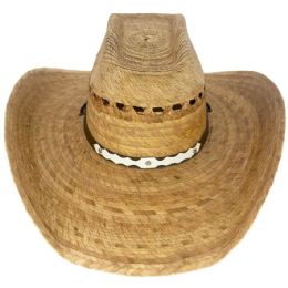 12 Bulk Men's Western Cowboy Straw Coated Hat