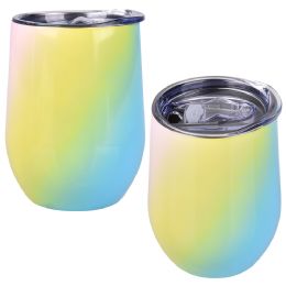 12 Bulk XxX- Double Wall Ss Wine CuP-Glossy Gradient 12oz.(12pcs/cs)