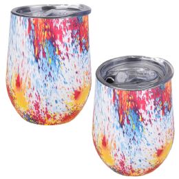 12 Bulk XxX- Double Wall Ss Wine Cup - Tye Dye 12oz 12/7