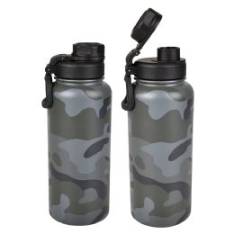 12 Bulk XxX- Double Wall Ss Camo Sports Bottle 34 Oz. 12/