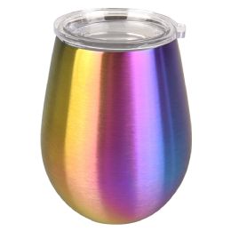 48 Bulk XxX- Double Wall Stainless Wine Cup 12 Oz. - Metallic Rainbow