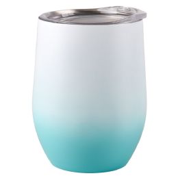 48 Bulk XxX- Double Wall Stainless Wine Cup 12 Oz. - Ombre White And