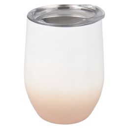 48 Bulk XxX- Double Wall Stainless Wine Cup 12 Oz. - Ombre White And