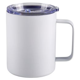 24 Bulk XxX- Double Wall Stainless Steel Mug W/ Handle - White Matte