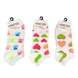 60 Bulk Interknit Low Cut Socks In Assorted Designs Size 9 - 11