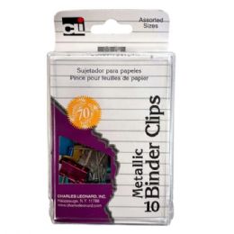 36 Bulk Charles Leonard 10-piece Metallic Binder Clips In Assorted Colors And Sizes