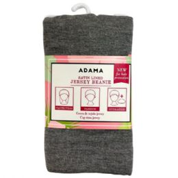 36 Bulk Adama Satin Lined Grey Jersey Beanie