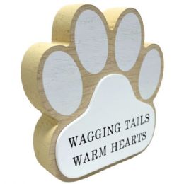 18 Bulk 6"x6" Natural Mdf Paw Print Wagging Tails Décor Figure