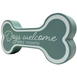 18 Bulk 3.5 "x7" Green Dogs Welcome Bone Shaped Décor Figure