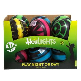 24 Bulk Ball 4in Light Up Blackout 4assorted Colors In 12pc Pdq