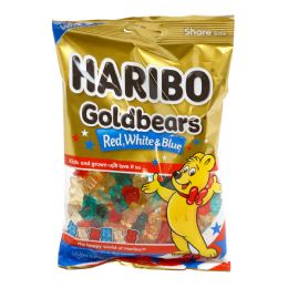 20 Bulk Haribo Goldbears Limited Edition Red - White - Blue 8 Oz Peg Bag Counter Display