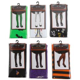 36 Bulk Tights Girls Printed 6ast Age 5+ Oppbag/insert W/hanger