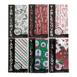 36 Bulk Tablecover Christmas 54x108 Pe Plastic 6ast 30gsm Full Print Peggable/pb
