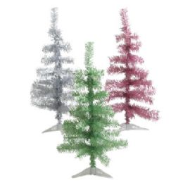 24 Bulk Christmas Tree Matte Tinsel 24in/50tips 3 Fashion Color Xmasht/pb
