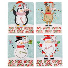 36 Bulk Gift Bag Lg 10x12.5x5 Countdown To Xmas W/glitter 4ast Paper/upc Label