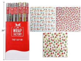 56 Bulk Cello Wrap Xmas Printed 12.5sq Ft Rolls 3ast Prints In 56pc Floor Cut Carton 30x60in