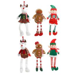 24 Bulk Shelf Sitter Christmas Figures W/danlge Legs 6ast Ginger/deer/elves 13-17in Ea/ht