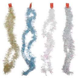48 Bulk Garland Tinsel 6.5ft Irdescent 4ast White/blue/silver/gold 2 Ply/3.3in Tip Width Xm Hdr