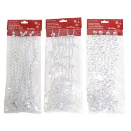24 Bulk Garland Iridescent Crystal Bead 9ft 3ast Shapes Xmas Tcd