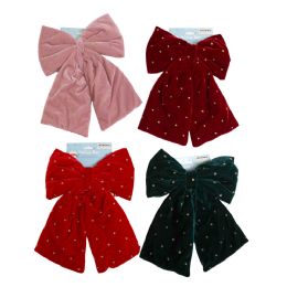 12 Bulk Bow Deluxe Velvet Puffy W/gold Dots 9.5x12in 4ast Colors/xm Tcd
