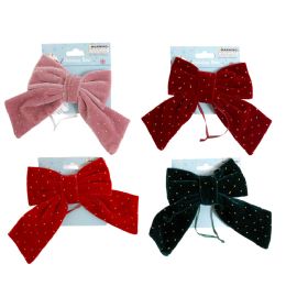 24 Bulk Bow Deluxe Velvet Puffy W/gold Dots 4.75 X 6in 4ast Colors/xmas Tcd