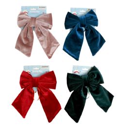 24 Bulk Bow Luxe Velvet 6x8in 4ast Colors On Xmas Tcd Wtd To Red