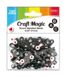 312 Bulk Letter And Heart Beads Black And White 4x7mm 20g