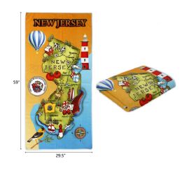 48 Bulk 30"X60" NEW JERSEY MAP BEACH TOWEL