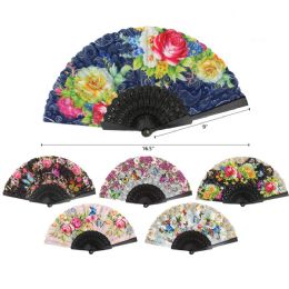 240 Bulk 9" FLORAL FOLDING FAN