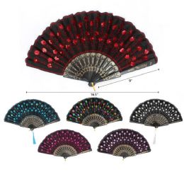 240 Bulk 9" HAND FAN WITH SEQUIN