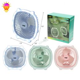 24 Bulk 7.5" Usb Rechargable Desk Fan W/light