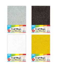 144 Bulk 4-Piece Eva Glitter Sheet 10x6.25-inch Assorted Neutral Colors