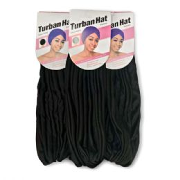 120 Bulk Turban Hat Black