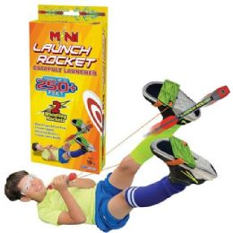 12 Bulk Funwares Launch Rocket Mini Catapult Launcher With 2 Whistling Foam Rockets