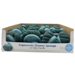 24 Bulk Shower Sponge With Grip Handle For Body Washing With Countertop Display