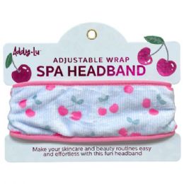 24 Bulk Addy Lu Cherries On Blue Stripe Spa Headband