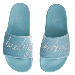 12 Bulk Women's Baby Phat Velour Rhinestone Slide Blue