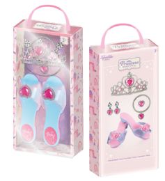 24 Bulk Dress Up Shoes & TiarA- Princess 1 Pair Set (rosE- 2 Assorted)