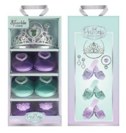6 Bulk 3 Pair Shoes And Tiara - Pastel Purple/ Mint
