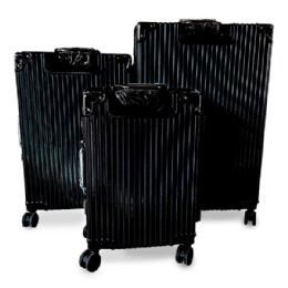 Bulk 3-Piece Black Rolling Suitcase