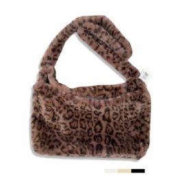 24 Bulk Leopard Print Faux Mink Sling Bag